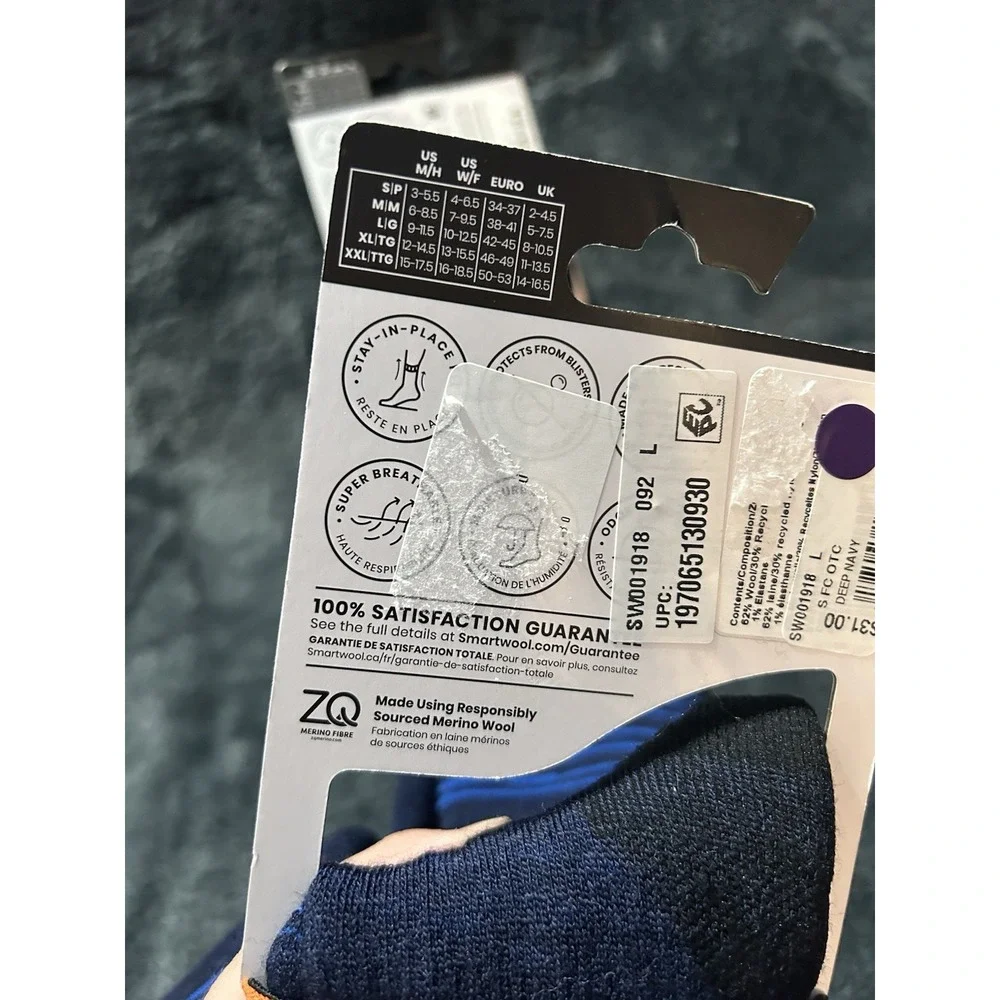 Smartwool Snowboard Lot of 2 Deep Navy Unisex Large Over The Calf Socks (E7)